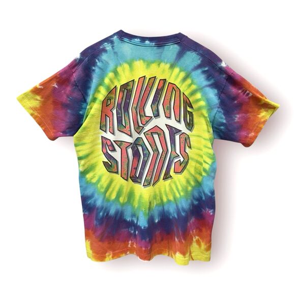 Vintage Rolling Stones Shirt Mens XL Tie Dye 90s Fractal 1994 Tour Concert Tee - Picture 2 of 12